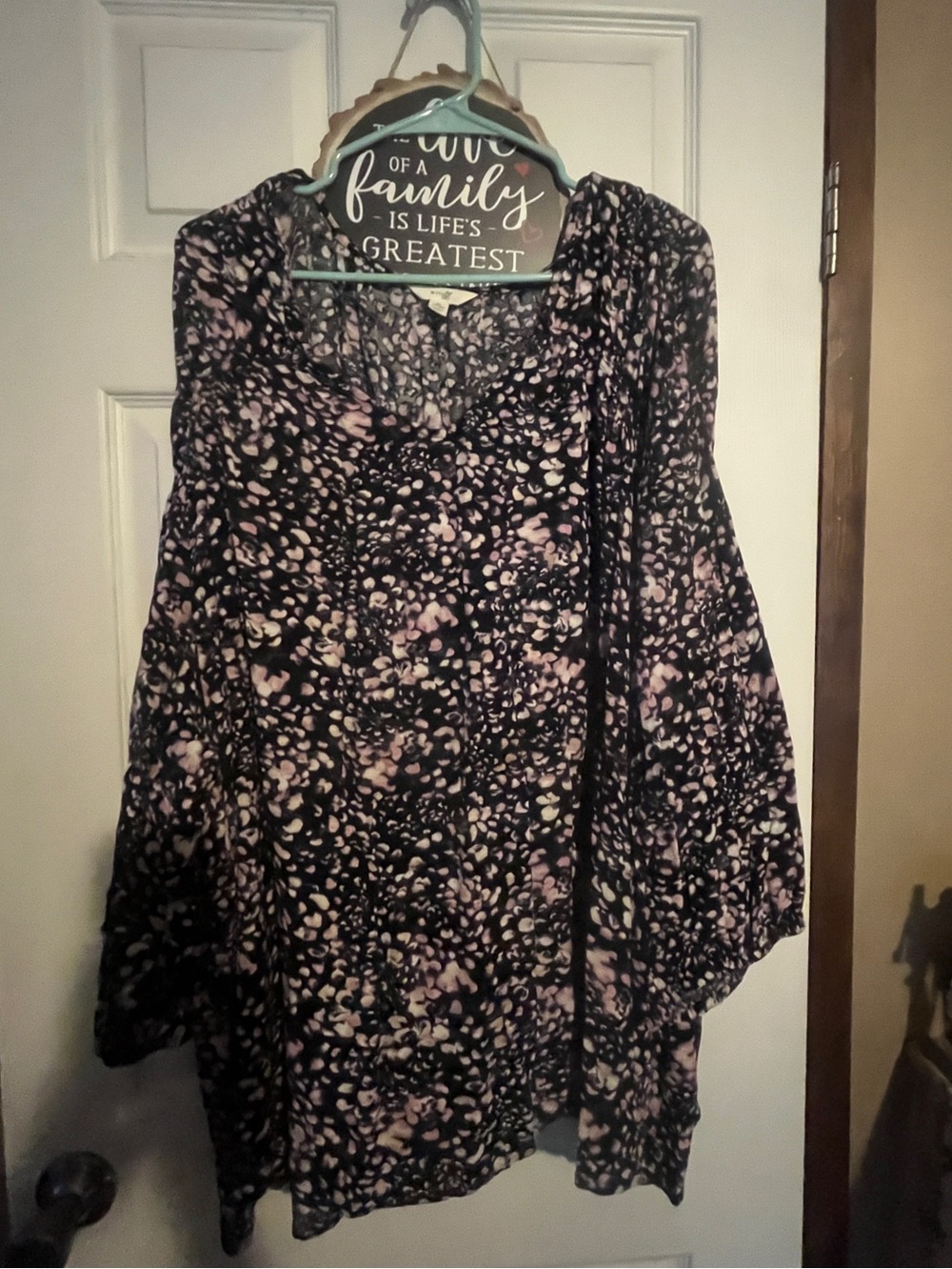 Terra & Sky Black Tunic with Light Pink Spot Print